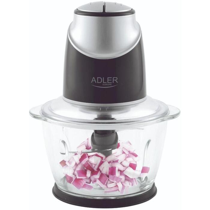 Adler Измельчитель AD 4082, 550 Вт, 1,2 л, 2 скорости, нержавеющие лезвия, стеклянная чаша, резиновое противоскользящее кольцо (AD 4082)