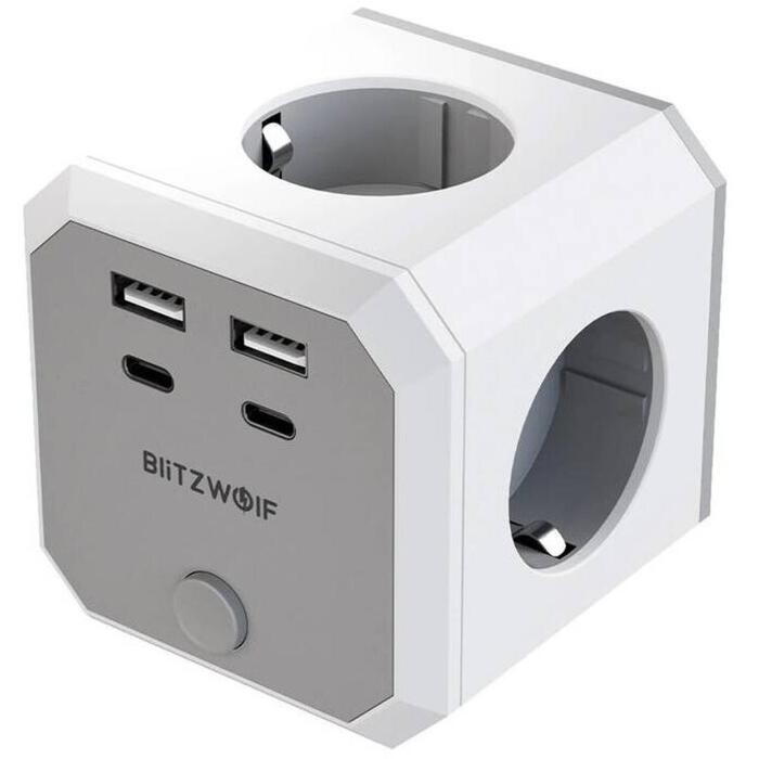 BlitzWolf BW-EC2 8-in-1 strāvas kubs, 4xAC