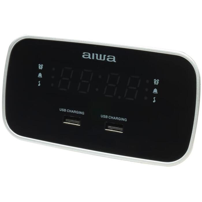 AIWA радиобудильник CRU-19RD, 0,6" LED, FM, 10 станций, 2xUSB, диммер, двойной будильник, повтоp, сон (CRU-19RD)