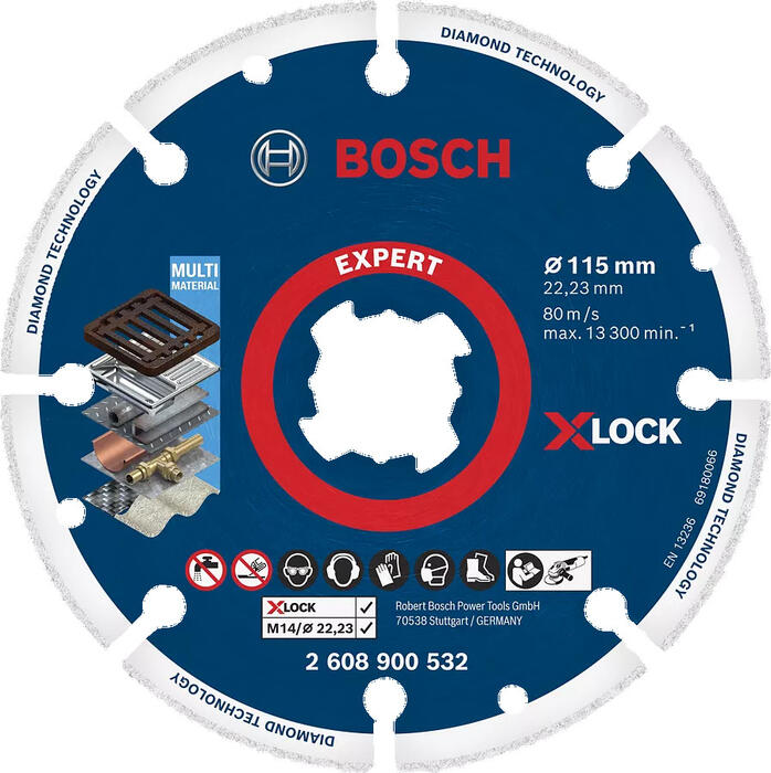 X-LOCK Dimanta disks Metalālam 115mm, Mazām