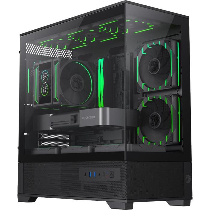 Gamemax Корпус VISTA 2 MB, 2 x 3.5", 2 x 2.5", 5 слотов расширения, M-ATX, черный (VISTA 2 MB)