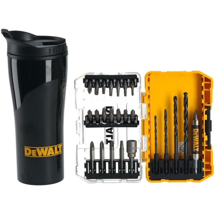 Dewalt Набор бит для дрели DT70707-QZ, 25 шт., TOUGHCASE+, кружка для напитков, модульный дизайн, прозрачная крышка (DT70707-QZ)