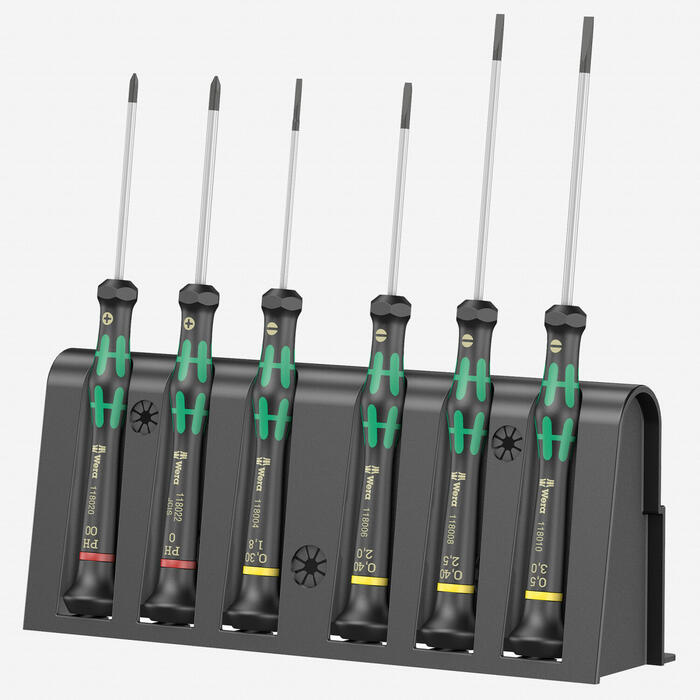 Precīzo skrūvgriežu komplekts, Wera, 05118150001, 6 daļas, Slotted un Phillips, 1.8-3.0 mm, melna apdare (05118150001)