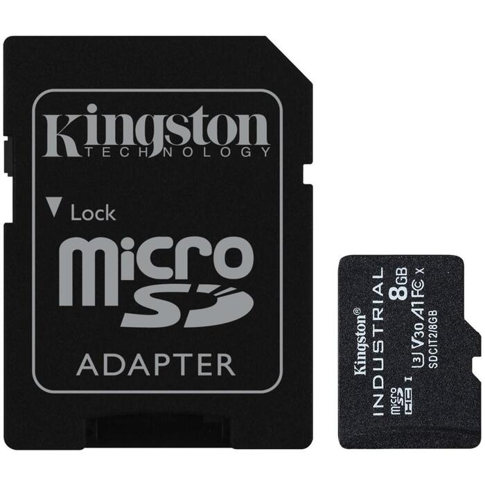 Kingston microSDHC карта SDCIT2/8GB, 8 ГБ, UHS-I, 100 МБ/с, 80 МБ/с, A1, V30, U3, SD адаптер (SDCIT2/8GB)