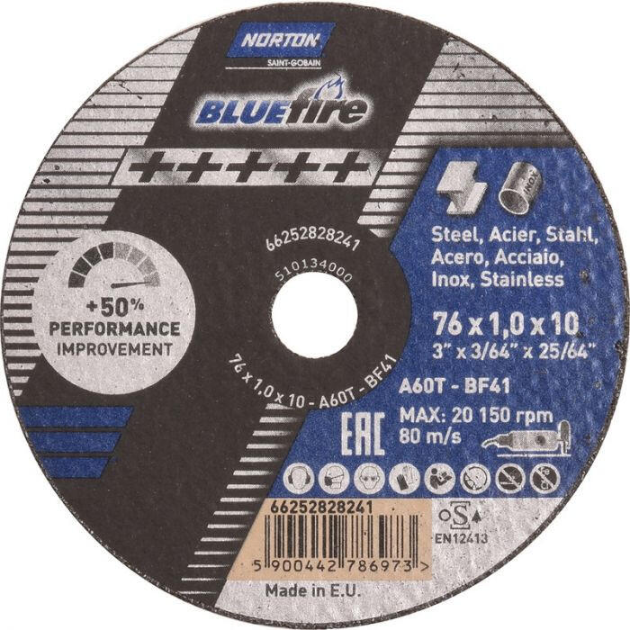 NORTON Griezējdisks met/ner.tēr. 76x1.0x10mm