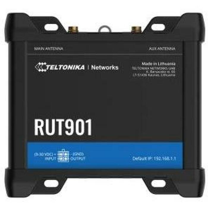 Teltonika маршрутизатор RUT901 4G LTE, 4 антенны, 4 порта RJ-45, 10/100 Mbit/s, ОЗУ 0.128 ГБ, алюминий, черный (RUT901)