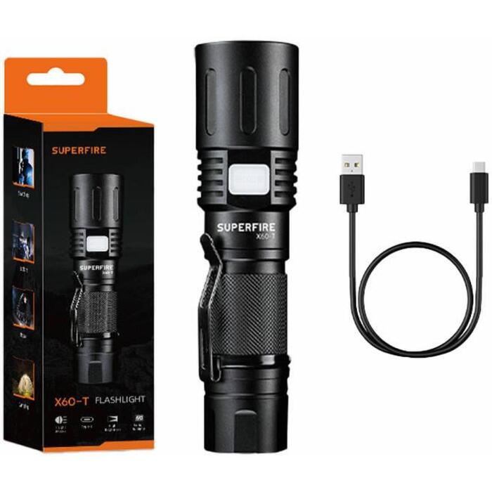 Superfire Lukturis X60-T, 1500lm, USB, 300m