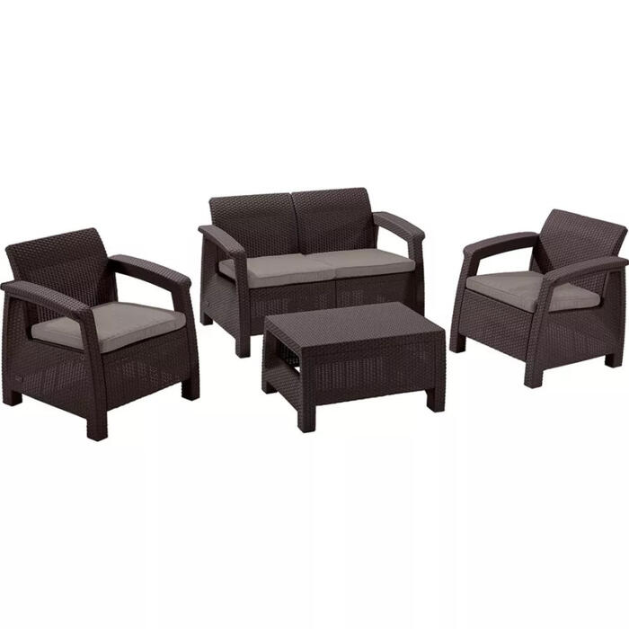 Keter Corfu Set 29197361599, комплект садовой мебели, 2 кресла, диван, стол, 31.35kg (29197361599)