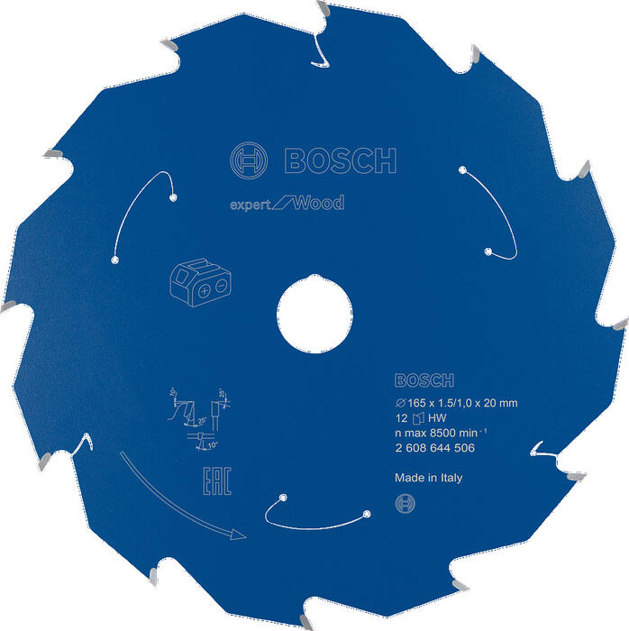 Expert for Wood 165x20x1.5/1x12T, Rokas ripzāģiem EXPERT FOR WOOD BEZVADU ZĀĢIEM PAREDZĒTS RIPZĀĢA ASMENS, 2608644506 BOSCH (2608644506)
