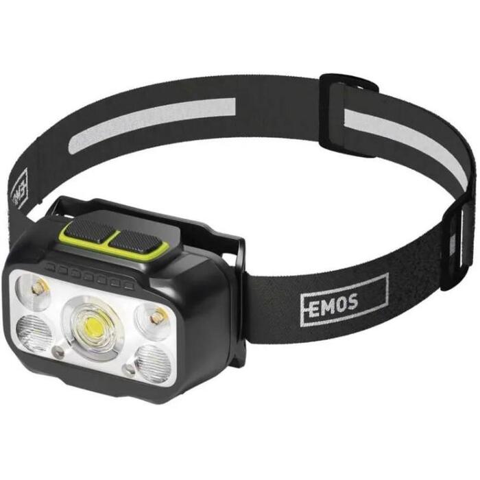 Emos LED uzlādējams galvas lukturis P3546, 550 lm, 110 m, Li-Pol 1000 mAh, 7 režīmi, USB-C, IP45 (P3546)