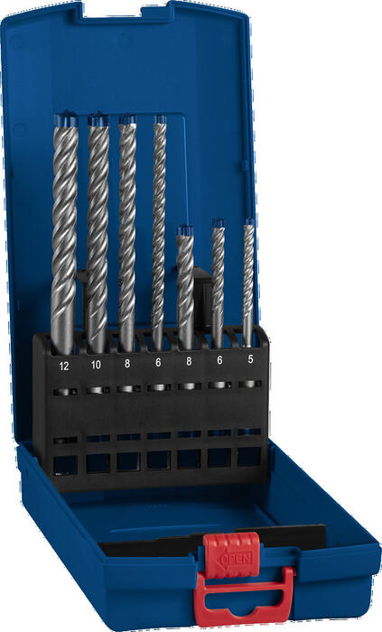7 SDS plus-7X urbju kompl 5/6/6/8/8/10/12 mm, Perforatora urbjiem EXPERT SDS PLUS-7X TRIECIENURBJU PERFORATORIEM KOMPLEKTS, 2608900195, BOSCH (2608900195)