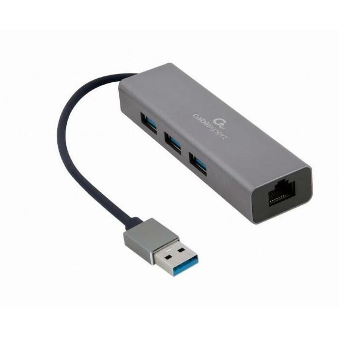 Gembird USB adapteris A-AMU3-LAN-01 1xRJ45, 3xUSB