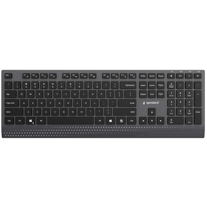 Gembird KB-MCH-06 тонкая проводная мультимедийная клавиатура, адаптер Type-C, раскладка US, черная, 1.8м, 109 клавиш (KB-MCH-06)