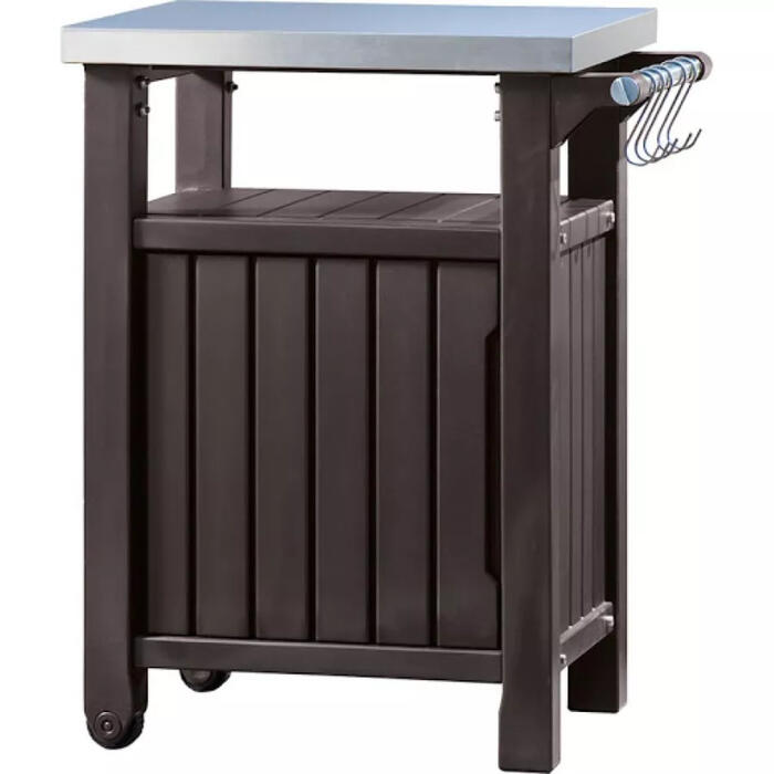 Keter Unity 105L grila galds, 29202663590, brūns, 105L, 82x52x90cm, 2 riteņi, kompozītmateriāls (29202663590)
