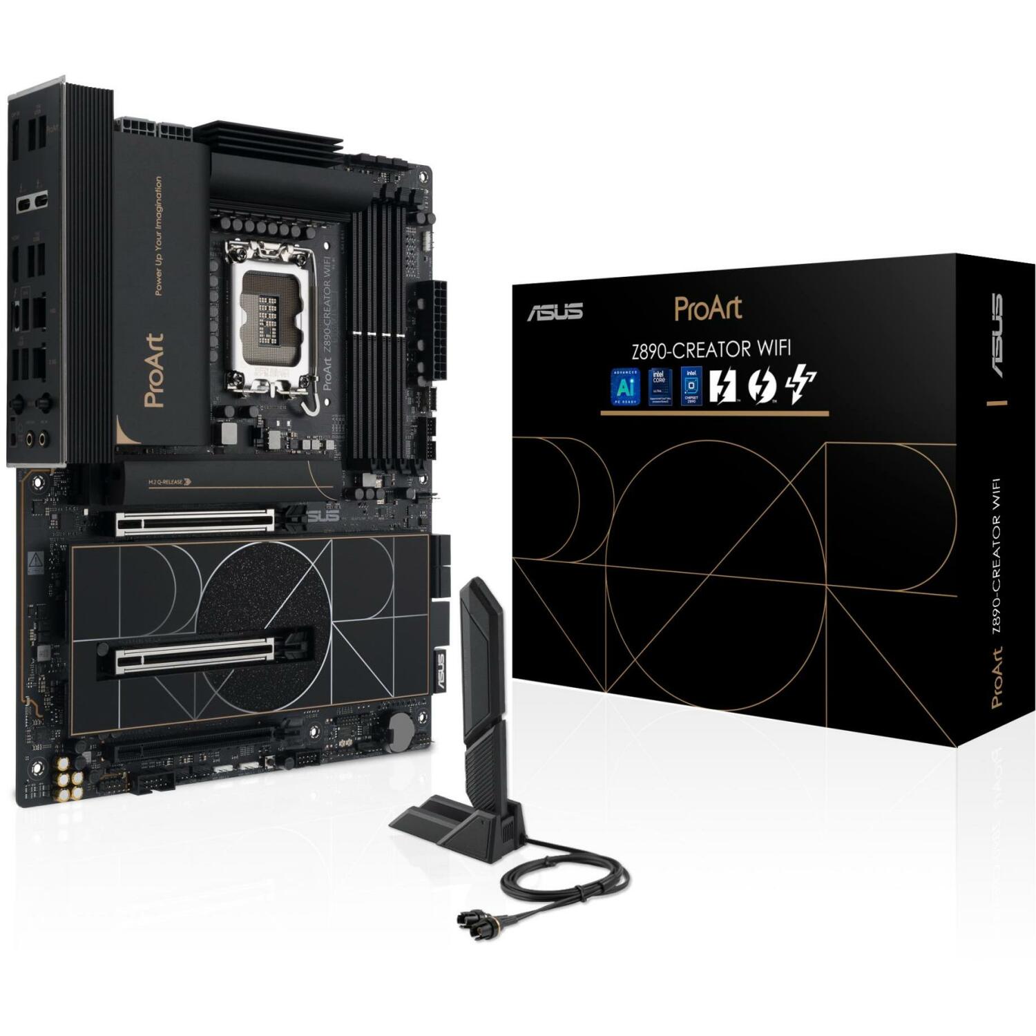 Asus настольная плата PROART Z890-CREATOR WIFI, LGA 1851, DDR5, 192 ГБ, 5 M.2, 10 Гбит, 2.5 Гбит, Wi-Fi 7, 3 Thunderbolt (PROART Z890-CREATOR WIFI)
