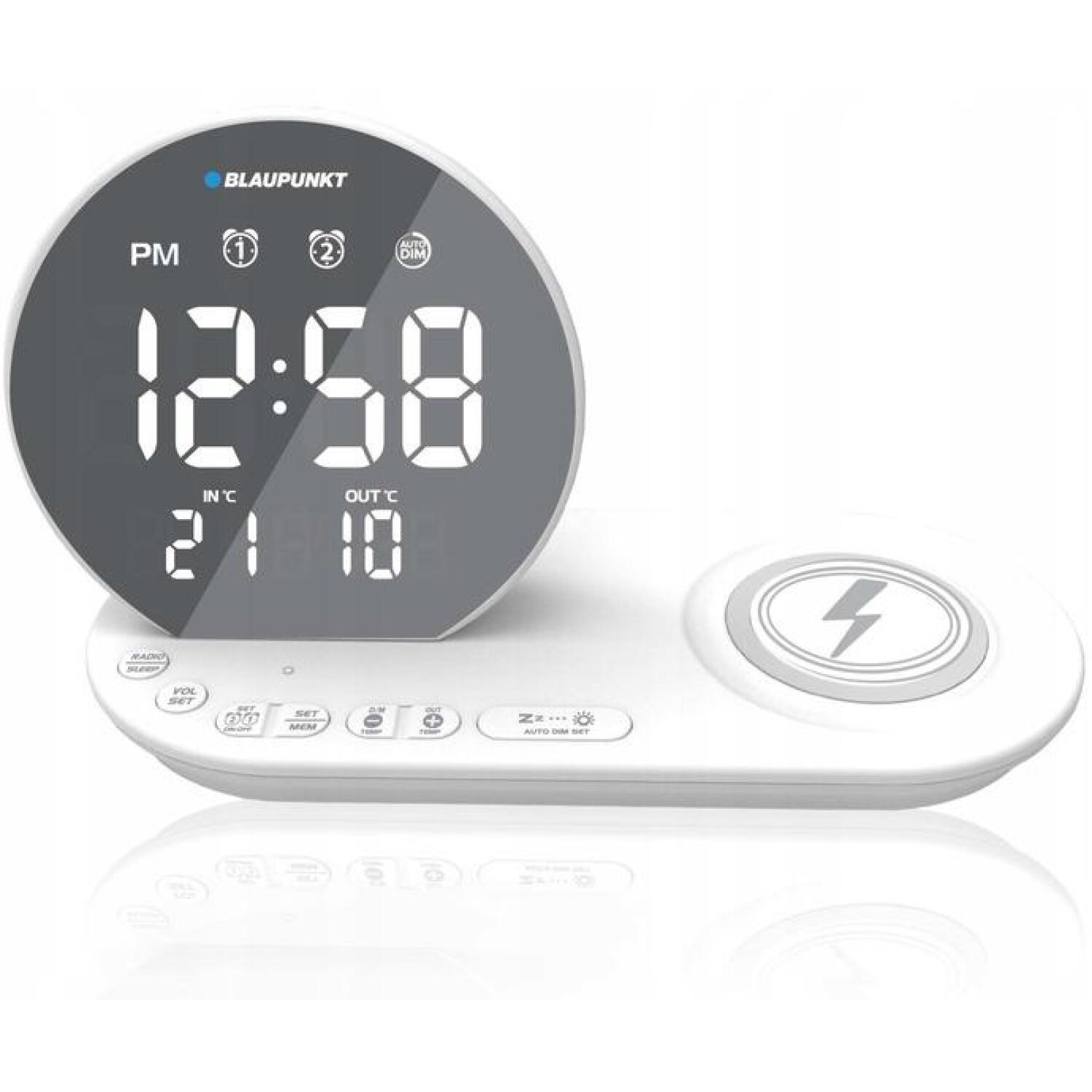 Blaupunkt Будильник CR85WH CHARGE, FM, 20 станций, Qi зарядка, USB, LED дисплей, датчики температуры (CR85WH CHARGE)