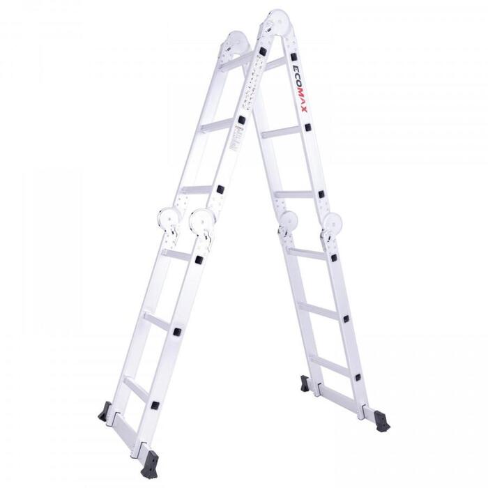 Ecomax universālās kāpnes Silver PRO EML0001 EMX, 4x3 pakāpieni, 150kg, 1,74m, 3,46m, 0,96m, alumīnija, EN131 (EML0001&EMX)