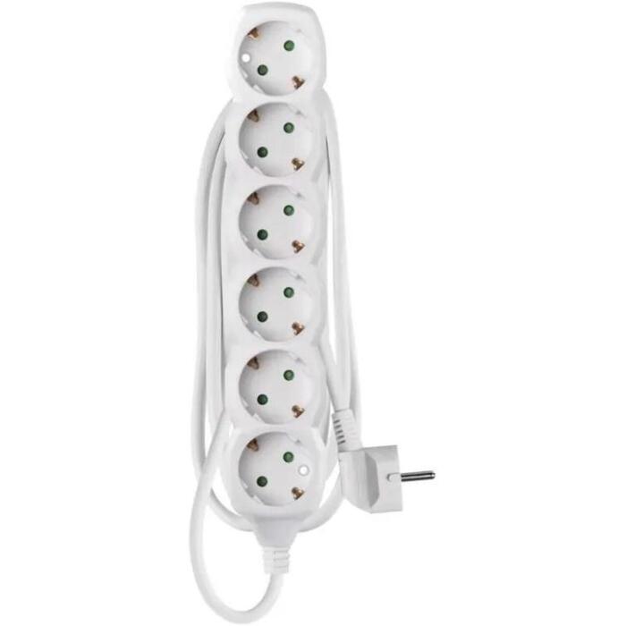 Emos Удлинитель P0622, 2м, 6x2P+PE, белый, ПВХ, 3680W, H05VV-F3G 1,0mm2, защита от детей (P0622)
