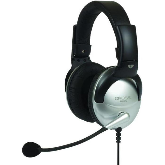 Koss наушники SB45 195679, 100Ω, -56dB, 3.5mm, шумоподавление, накладные, микрофон (195679)