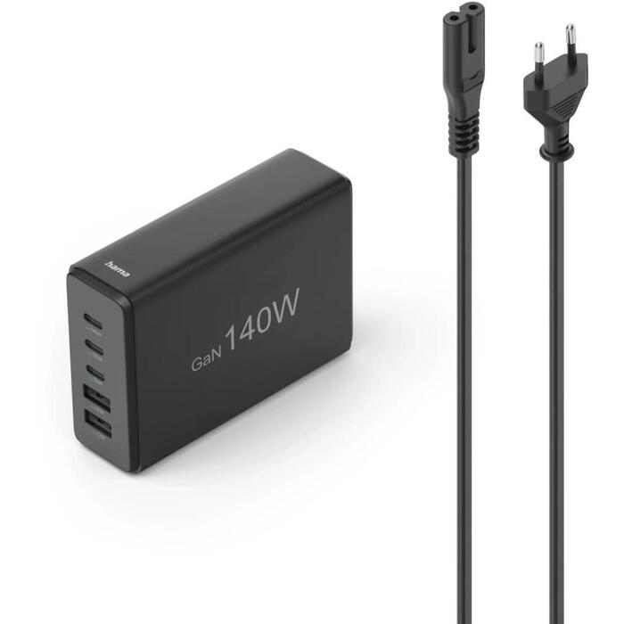 Hama 00201978 uzlādes stacija, 3xUSB-C/2xUSB-A, 140W