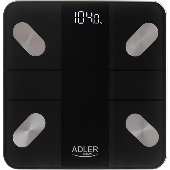 Adler Электронные весы для ванной AD 8186b, 180 кг, 100 г, измерение индекса массы тела, Bluetooth 4.2 (AD 8186b)