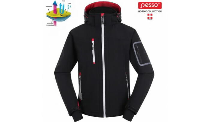 Softshell jaka Acropolis, 5XL, Pesso, melna, ar kapuci (ACROPOLIS5XL)