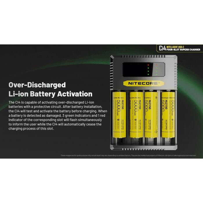 Nitecore Lādētājs CI4 4-slot, USB-C, 3000mA