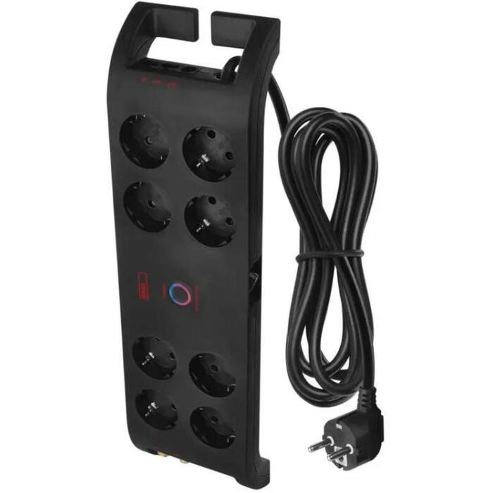 Emos Защита от перенапряжения P54252, 3 м, 1800 Дж, 8 × 2P + PE, 3680 Вт, 16 А, EMI/RFI фильтр, защита от детей (P54252)