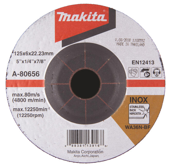 Slīpripa 125X6 Inox/tērāuds, A-80656 MAKITA (A-80656)