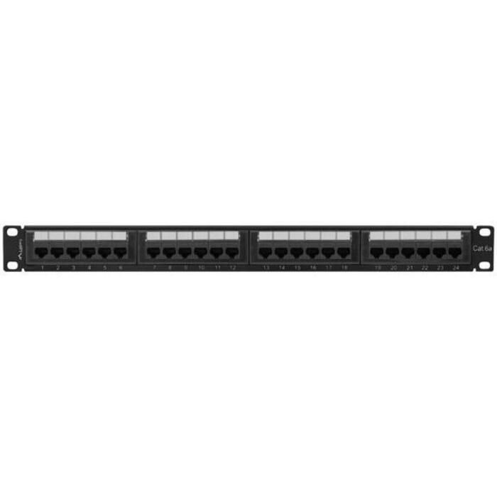 Lanberg Патч-панель 24 порта 1U PPUA-1024-B, 24 RJ-45, 1U, CAT 6a, черный, IDC/LSA разъемы (PPUA-1024-B)