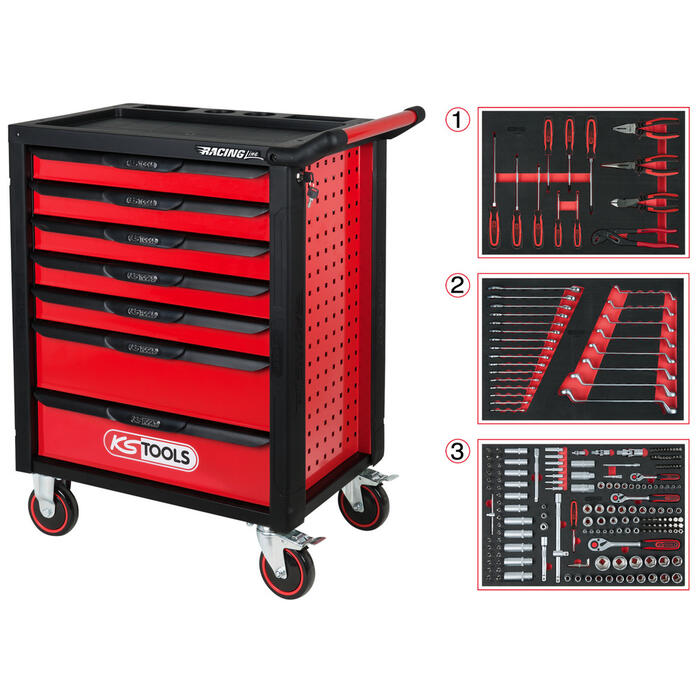 Instrumentu ratiņi KsTools RACINGline, +215 gab. instrumenti, Kstools (826.7215)