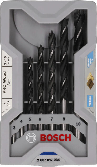 7 urbju kompl. kokam X-Pro Line,3/4/5/6/7/8/10, Urbjmašīnām/skrūvgriežiem PRO WOOD SPIRĀLURBJU KOMPLEKTS, 2607017034, BOSCH (2607017034)