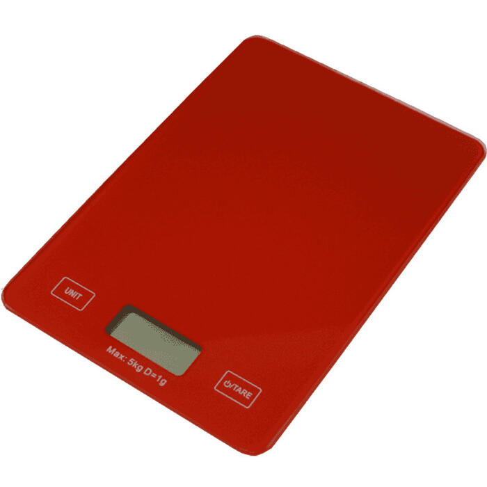 BESK Svari virtuves digitālie 5kg sarkani