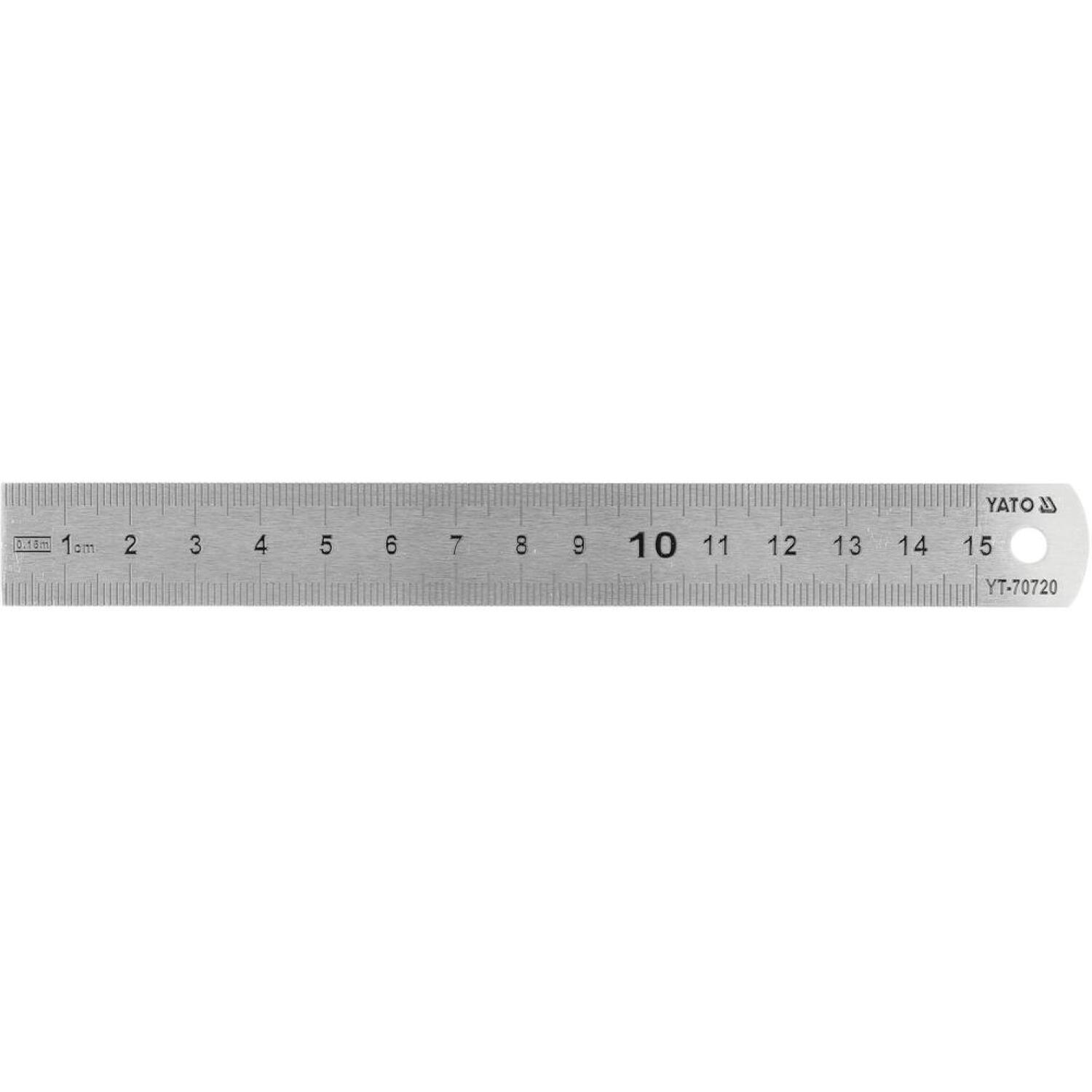 Yato lineāls YT-70720, 150mm, 19mm, 0.8mm, nerūsējošais tērauds, metriskā skala, II klases precizitāte, pulēta virsma (YT-70720)