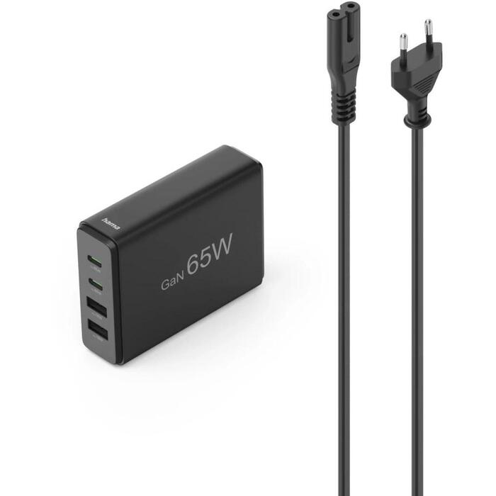 Hama 00201979 lādētājs, GaN, 65W, 2xUSB-C