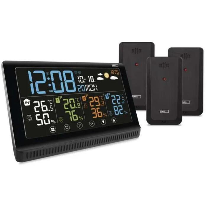 Emos Домашняя беспроводная метеостанция E8614, -10°C до +50°C, -40°C до +70°C, 3 датчика, USB-A выход, DCF часы (E8614)