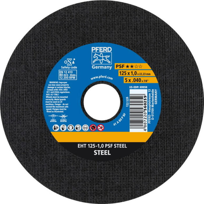 Griezējdisks 125x1.0mm PSF STEEL A60P