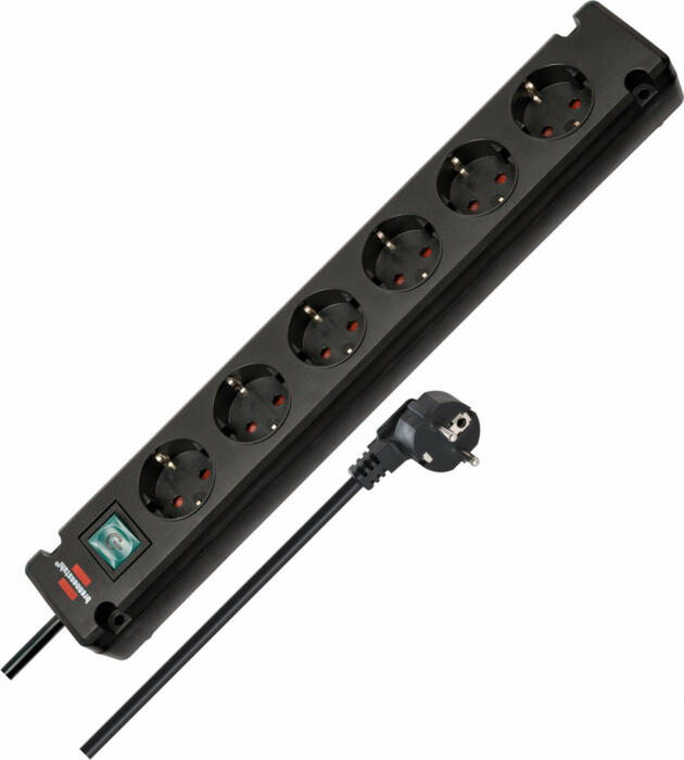 Brennenstuhl Bremounta удлинитель 1150650316, 6 розеток, 3м, 230В, 3500Вт, IP20, 90°, черный, крепление винтами (1150650316)