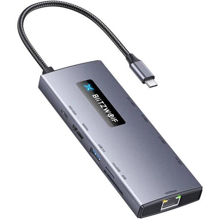 Blitzwolf BW-NEW TH8 10-in-1 USB-C centrmezgls