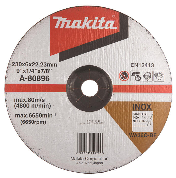 Slīpripa 230X6mm Inox/tērauds, A-80896 MAKITA (A-80896)