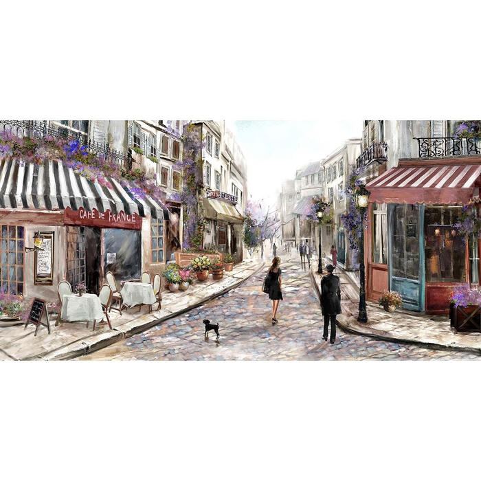 Eļļas glezna 50x100cm, ielas kafejnīca 87005