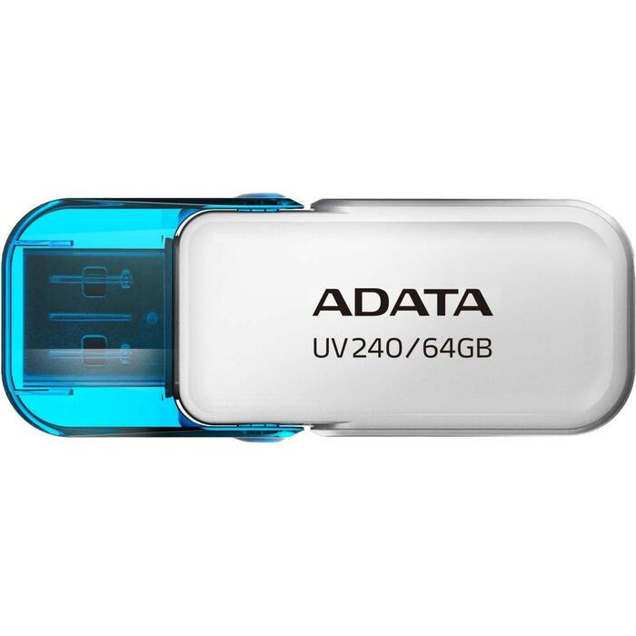 ADATA USB флеш-накопитель AUV240-64G-RWH 64 ГБ, USB Type-A, USB 2.0, Цвет: Белый, Синий, С отверстием для ремешка (AUV240-64G-RWH)