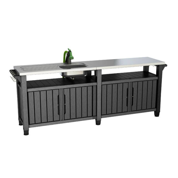 Grila galds Unity Chef 237x89.4x51.3cm 415L pelēks 29206351939 KETER (29206351939)