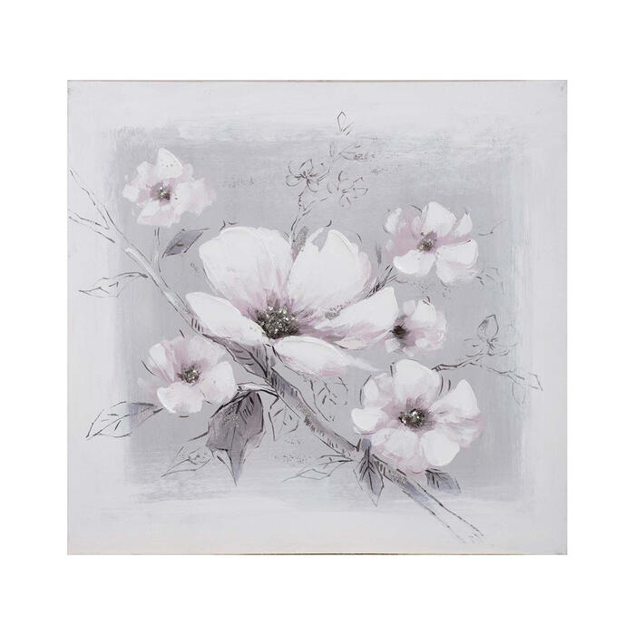 Eļļas glezna 60x60cm, balti ziedi 84084