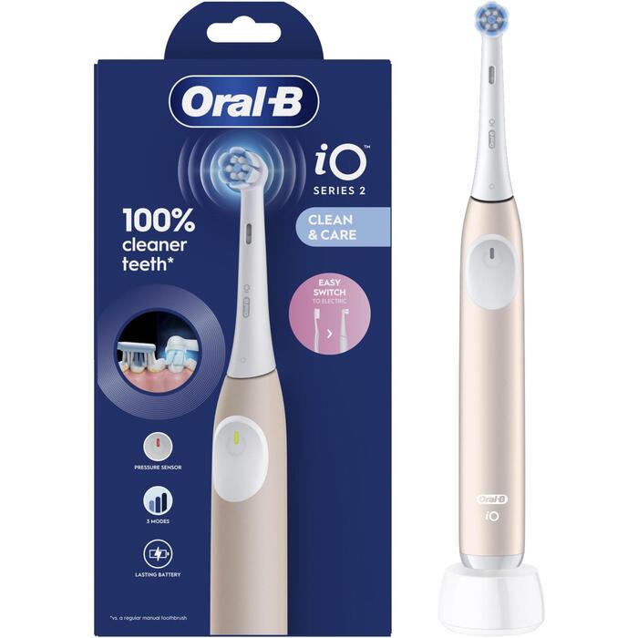Oral-B elektriskā zobu birste iO2 Calm Pink, 1 uzgalis, 3 tīrīšanas režīmi, spiediena sensors, taimeris, Li-Ion akumulators (iO2 Calm Pink)