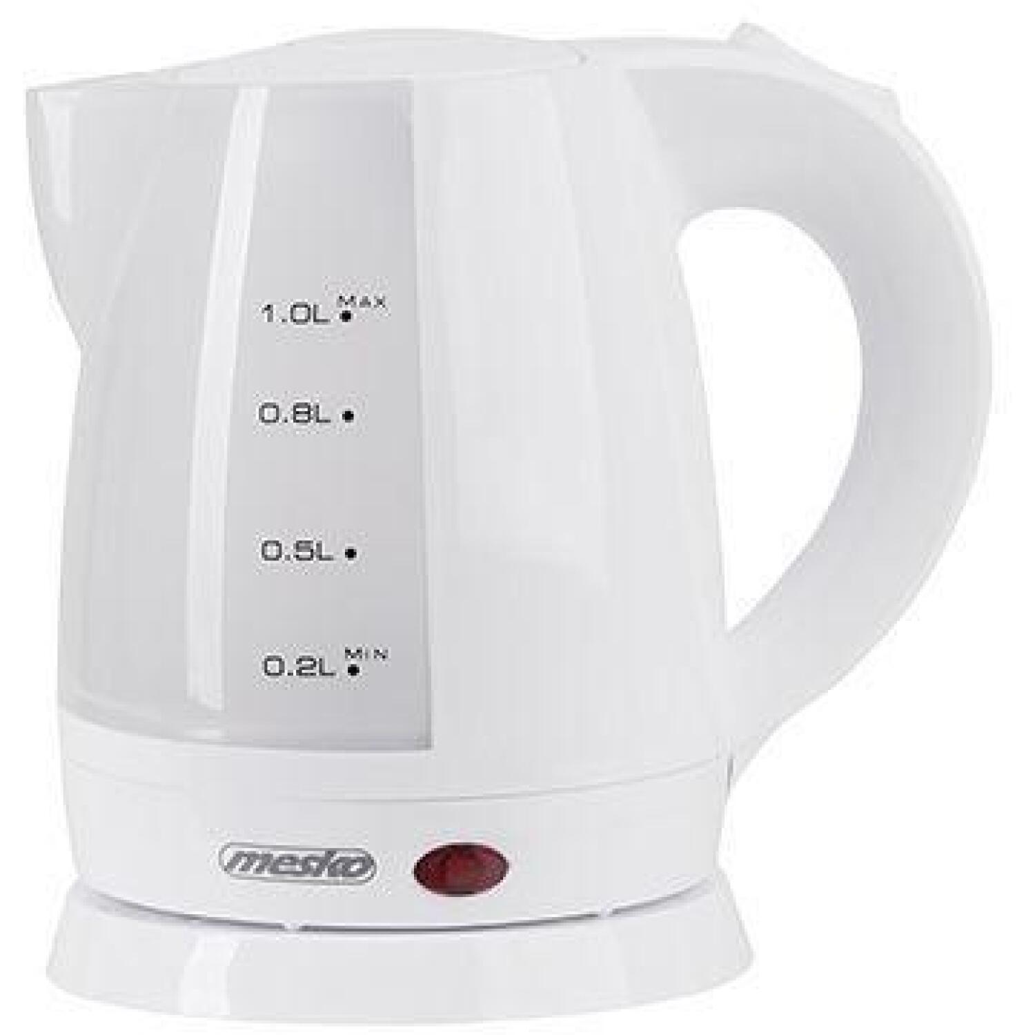 Mesko Чайник MS 1276, 1600 W, 1 L, Пластик, 360° поворотная база, Белый (MS 1276)