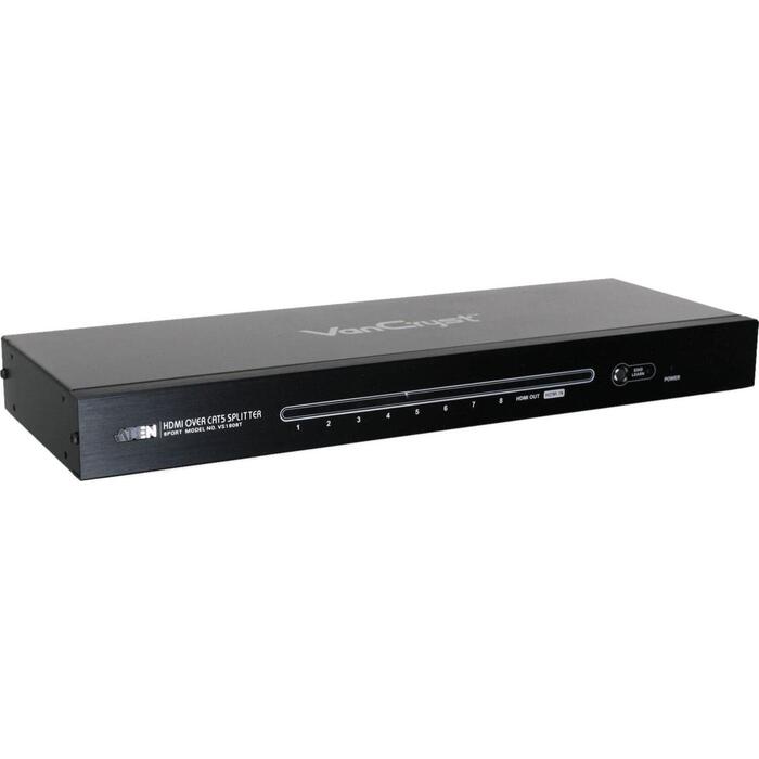 Aten 8-Port HDMI Cat 5 Sadalītājs VS1808T-AT-G, 8 HDMI izejas, 60m, atbalsta 3D, Dolby True HD, RS-232 (VS1808T-AT-G)