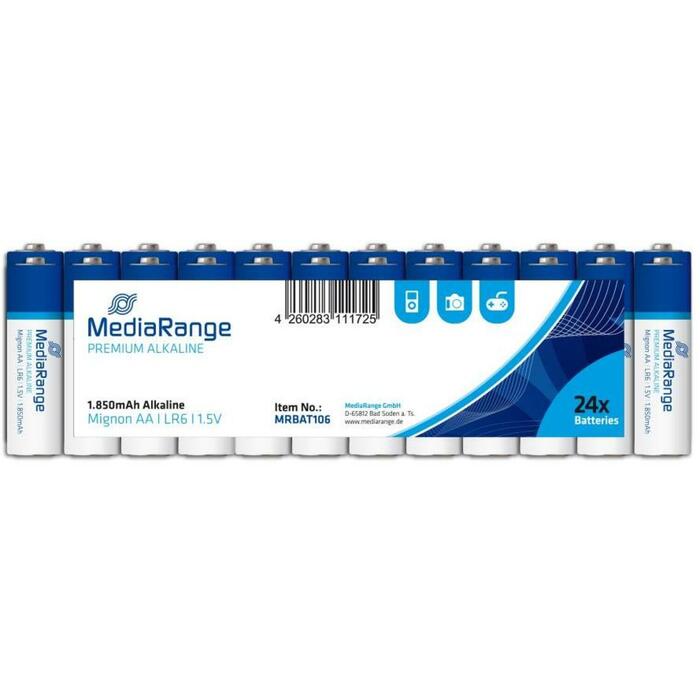 Mediarange Щелочные Батареи AA 1.5V x24, 1850mAh, 0.552kg (MRBAT106)