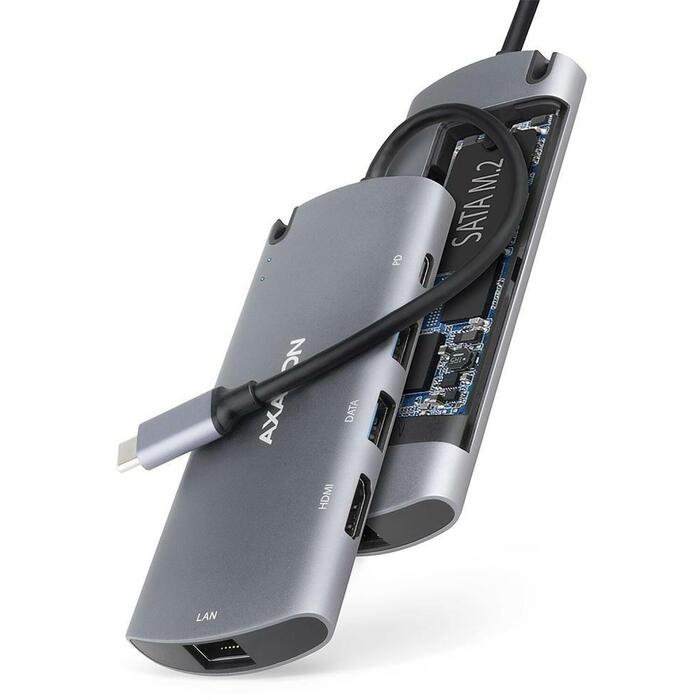 Axagon USB centrmezgls HMC-6M2 6in1, 2x
