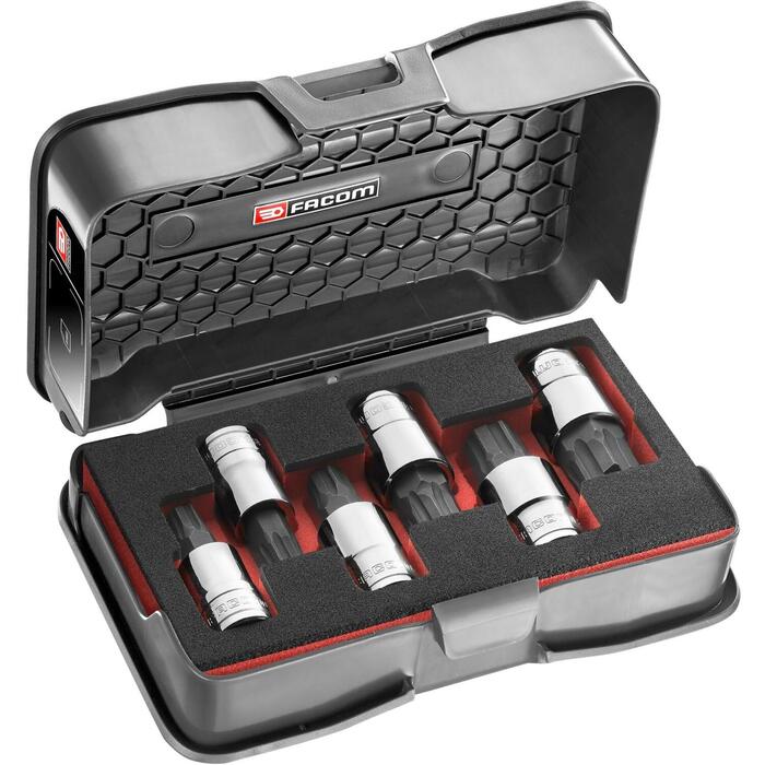Facom STM.J6MGRPPB, набор шестигранных бит 1/2", 6 шт., 10-19мм, OGV Grip, хромированный (STM.J6MGRPPB)